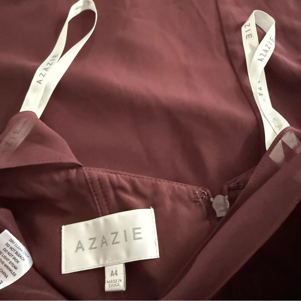 Azazie Maive One Shoulder Sangria Chiffon Dress Size 4 - Picture 7 of 16